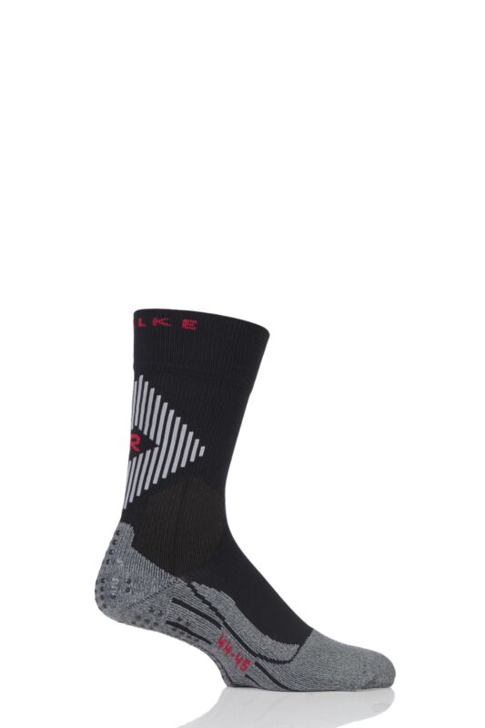 Mens 1 Pair Falke Low Compression 4 Grip Football and Sports Socks Black 44-45