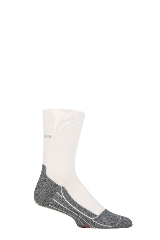 Mens 1 Pair Falke RU4 Light Cushioned Run Socks White 8-9 Mens