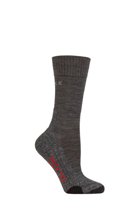 Women's 1 Pair Falke TK2 Medium Volume Ergonomic Cushioned Trekking Socks Asphalt 37-38