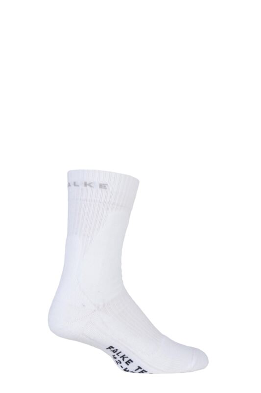 Mens 1 Pair Falke TE2 Medium Volume Ergonomic Cushioned Tennis Socks White 42-43