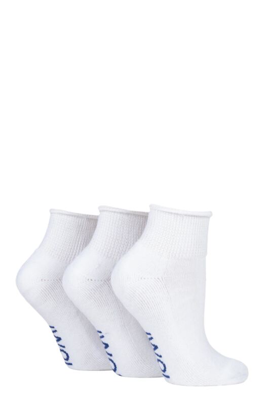 Women's 3 Pair SOCKSHOP IOMI FootNurse Cushioned Foot Gentle Grip Diabetic Ankle Socks