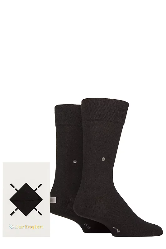 Mens 2 Pair Burlington Plain Gift Boxed Cotton Socks