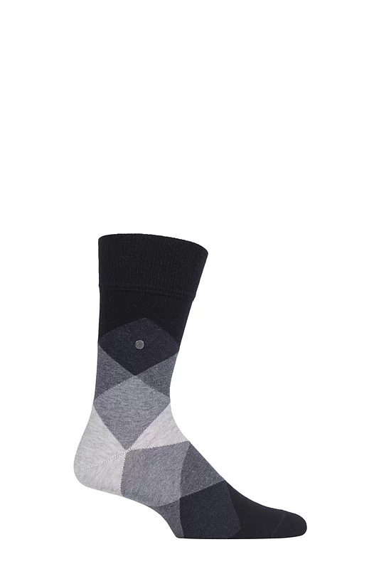 Mens 1 Pair Burlington Clyde Cotton All Over Blend Argyle Socks