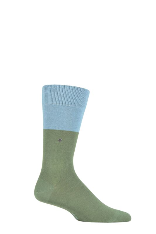 Mens 1 Pair Burlington Organic Cotton Block Socks Green 6.5-11 Mens