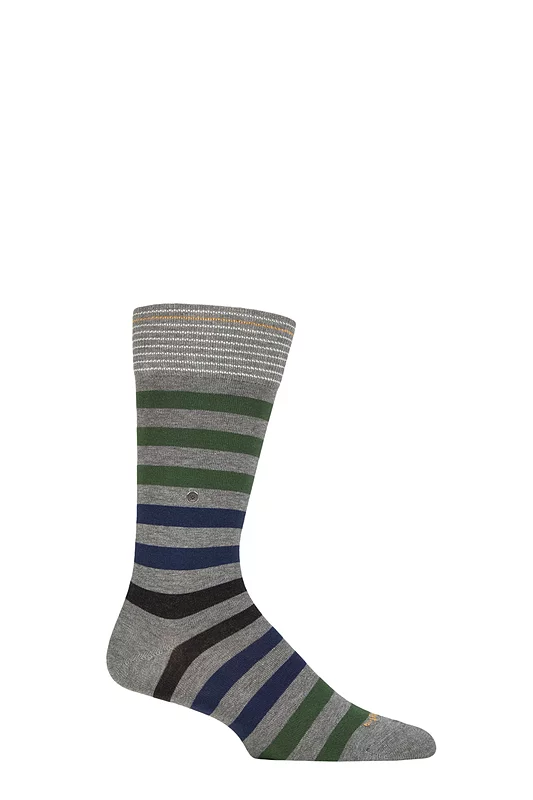 Mens 1 Pair Burlington Blackpool Multi Striped Cotton Socks