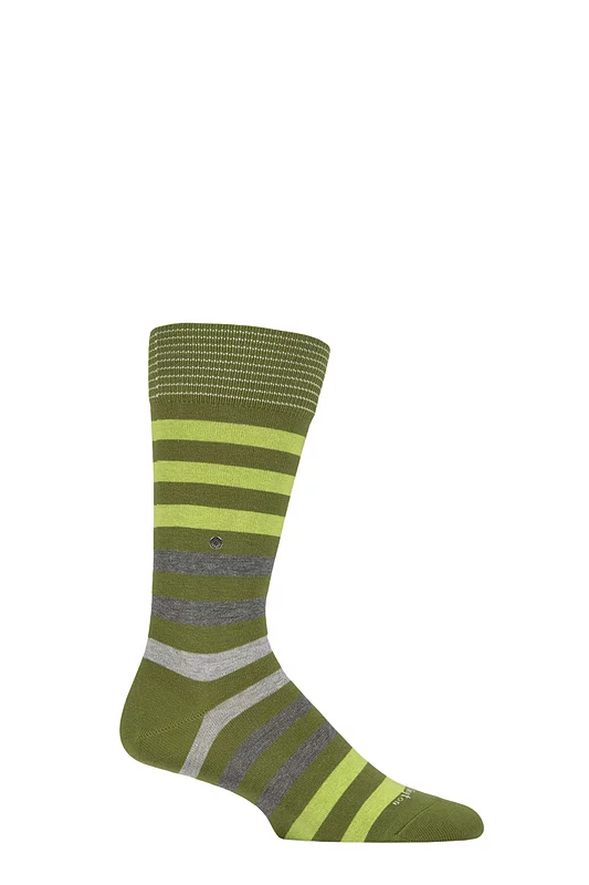 Mens 1 Pair Burlington Blackpool Multi Striped Cotton Socks