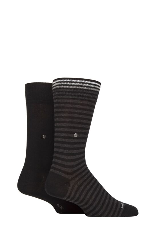 Mens 2 Pair Burlington Stripe Cotton Socks