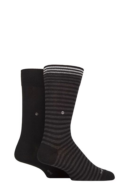 Mens 2 Pair Burlington Stripe Cotton Socks