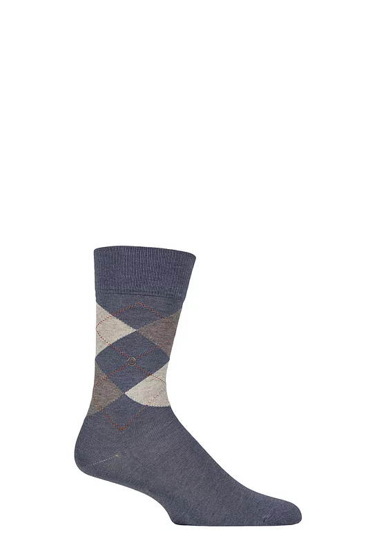 Mens 1 Pair Burlington Manchester Argyle Cotton Socks