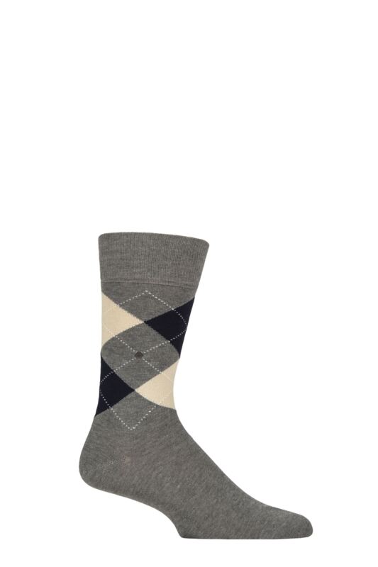 Mens 1 Pair Burlington King Argyle Cotton Socks
