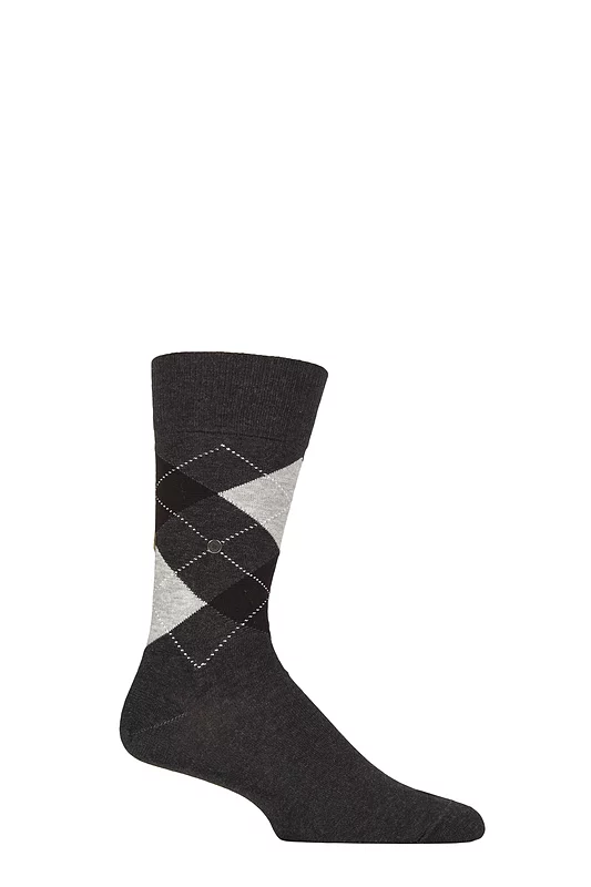 Mens 1 Pair Burlington King Argyle Cotton Socks