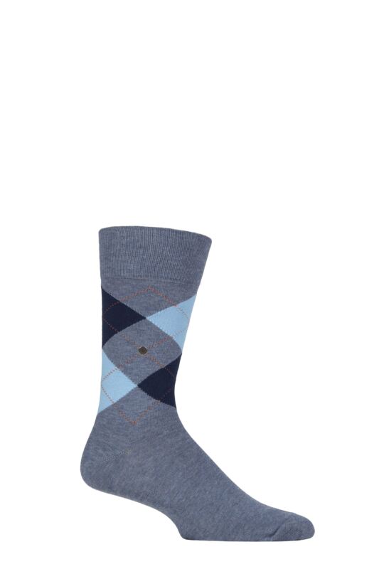 Mens 1 Pair Burlington King Argyle Cotton Socks Turquoise 11-14 Mens