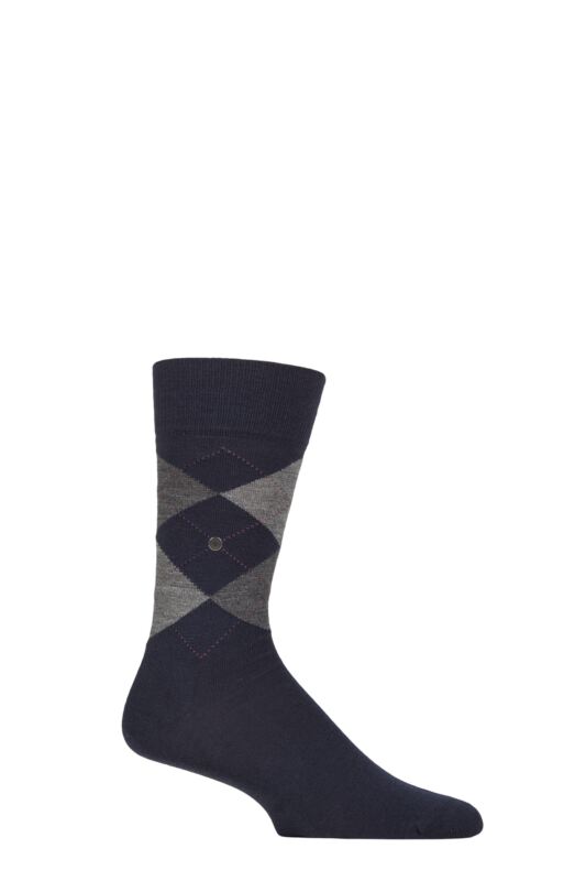 Mens 1 Pair Burlington Edinburgh Virgin Wool Argyle Socks