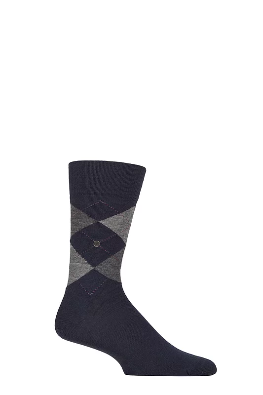 Mens 1 Pair Burlington Edinburgh Virgin Wool Argyle Socks