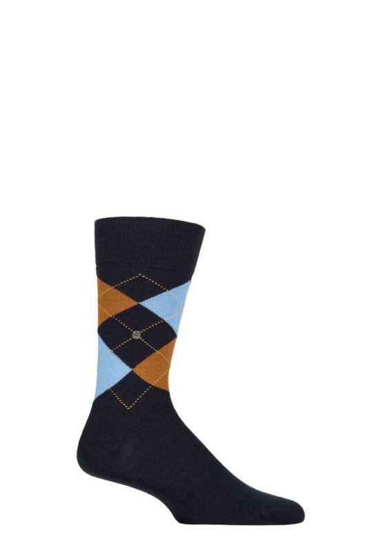 Mens 1 Pair Burlington Edinburgh Virgin Wool Argyle Socks