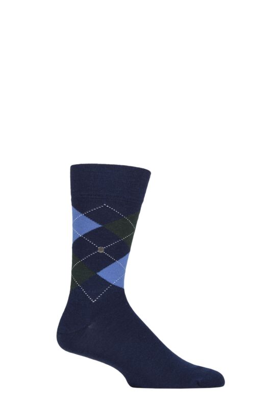 Mens 1 Pair Burlington Edinburgh Virgin Wool Argyle Socks