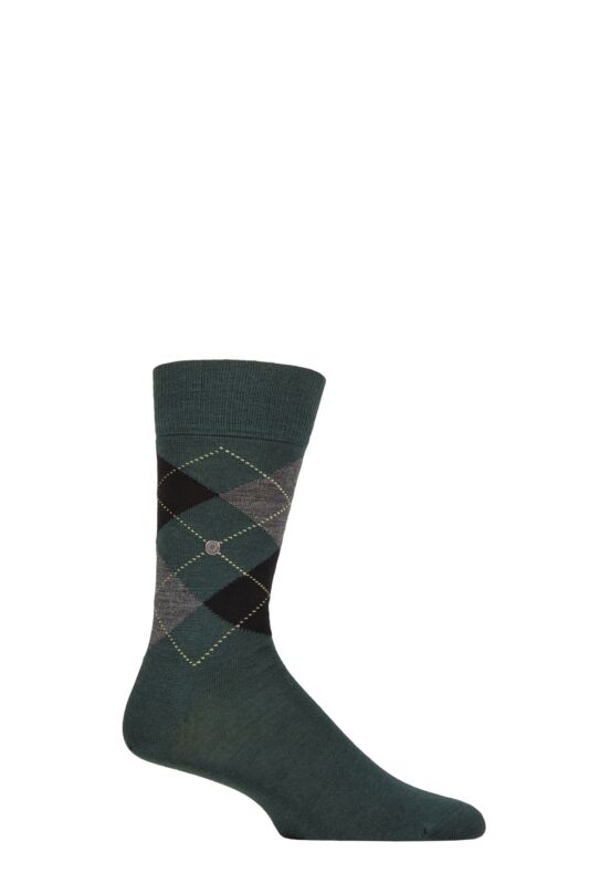 Mens 1 Pair Burlington Edinburgh Virgin Wool Argyle Socks