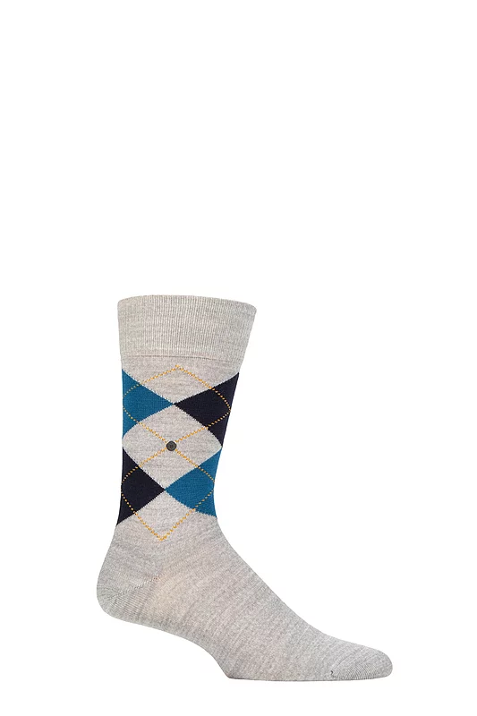 Mens 1 Pair Burlington Edinburgh Virgin Wool Argyle Socks