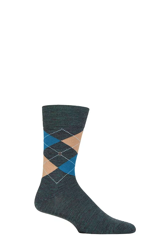 Mens 1 Pair Burlington Edinburgh Virgin Wool Argyle Socks