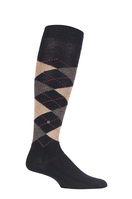 Mens 1 Pair Burlington Preston Extra Soft Argyle Knee High Socks