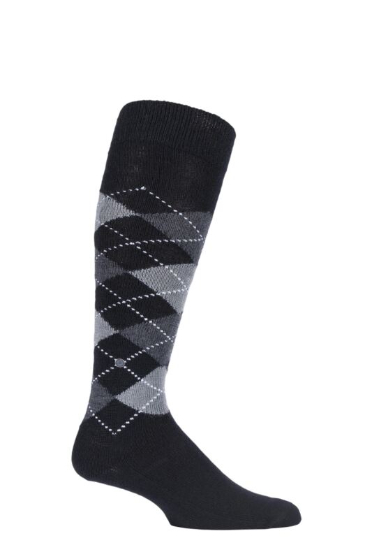 Mens 1 Pair Burlington Preston Extra Soft Argyle Knee High Socks