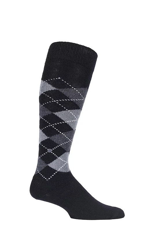 Mens 1 Pair Burlington Preston Extra Soft Argyle Knee High Socks