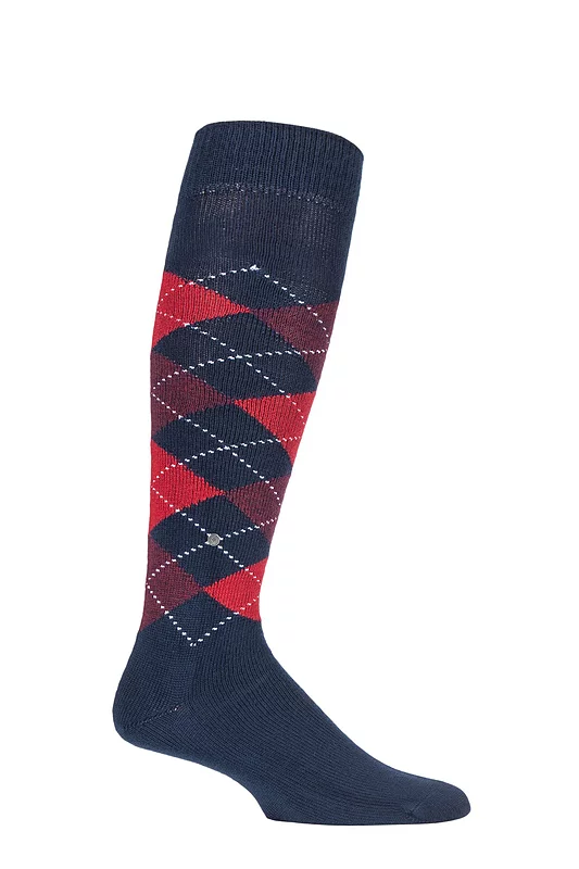 Mens 1 Pair Burlington Preston Extra Soft Argyle Knee High Socks