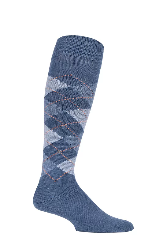 Mens 1 Pair Burlington Preston Extra Soft Argyle Knee High Socks