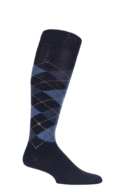 Mens 1 Pair Burlington Preston Extra Soft Argyle Knee High Socks