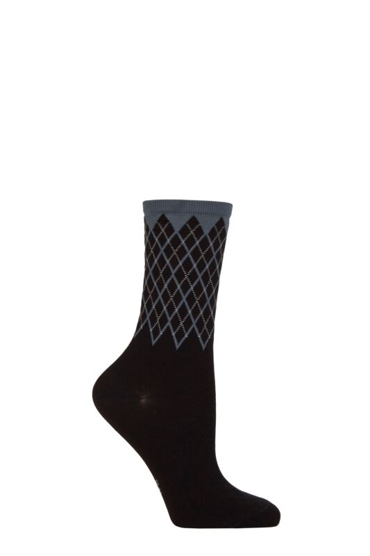 Women's 1 Pair Burlington Mayfair Cotton Argyle Topped Socks