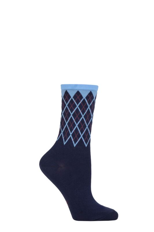Women's 1 Pair Burlington Mayfair Cotton Argyle Topped Socks