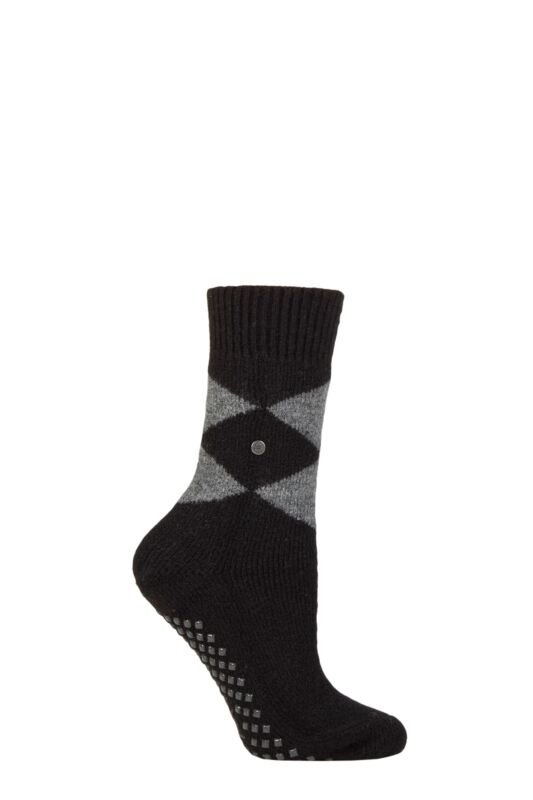 Women's 1 Pair Burlington Cosy Argyle Wool Slipper Socks