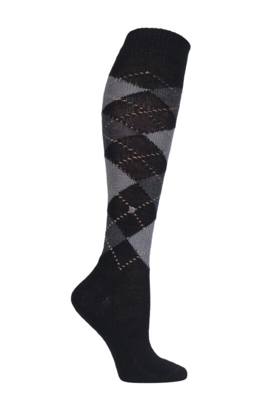 Women's 1 Pair Burlington Whitby Extra Soft Argyle Knee High Socks