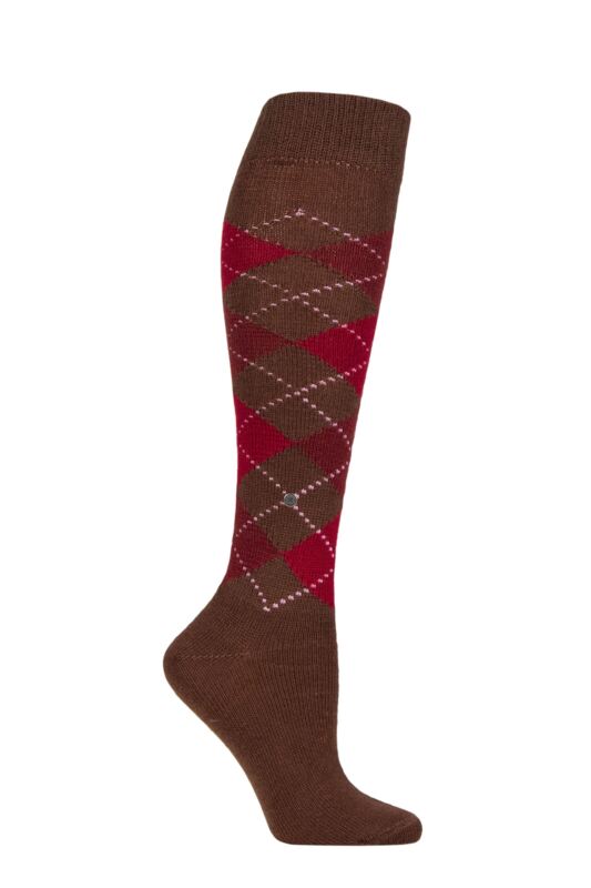 Women's 1 Pair Burlington Whitby Extra Soft Argyle Knee High Socks