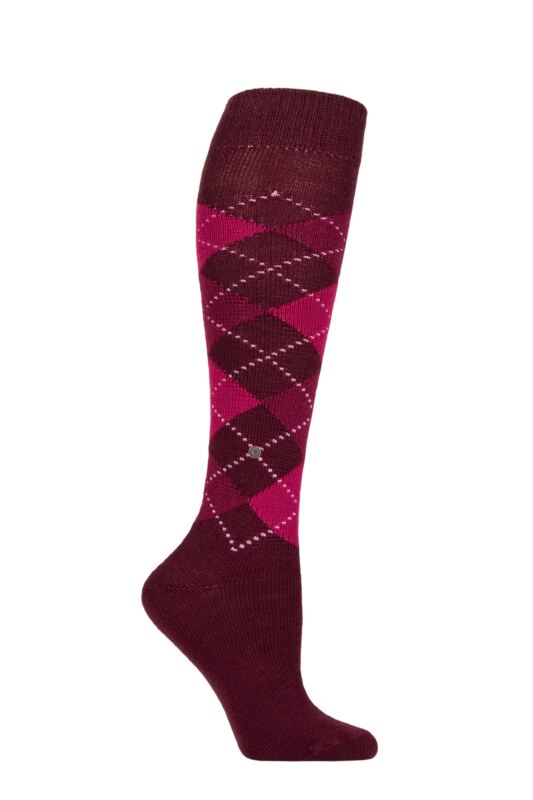 Women's 1 Pair Burlington Whitby Extra Soft Argyle Knee High Socks