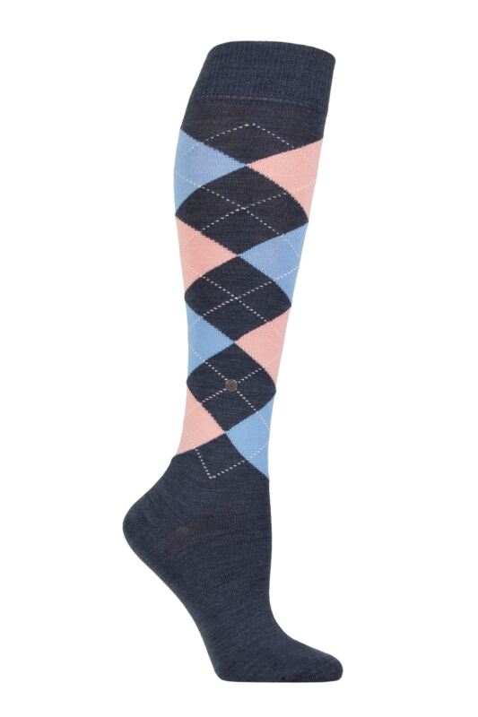 Women's 1 Pair Burlington Marylebone Argyle Wool Knee High Socks
