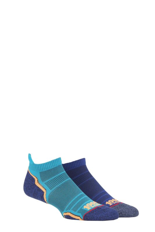 Mens and Women's 2 Pair 1000 Mile Run Anklet Socks Kingfisher 12-14 Mens