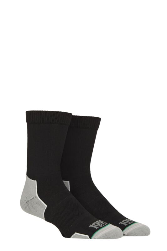 Mens and Women's 2 Pair 1000 Mile Run Repreve Crew Socks Black Mens 9-11.5