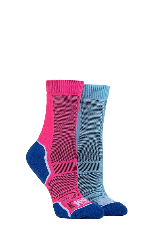 Mens and Women's 2 Pair 1000 Mile Trek Socks Navy / Purple LS