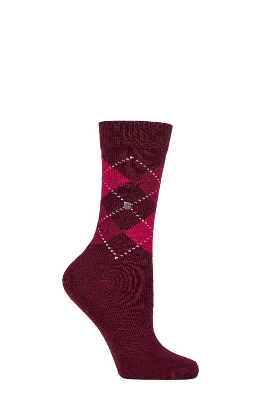 Women's 1 Pair Burlington Whitby Extra Soft Argyle Socks Phlox 3.5-7 Women's