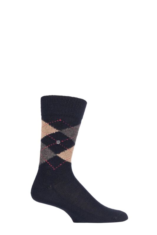Mens 1 Pair Burlington Preston Extra Soft Feeling Argyle Socks