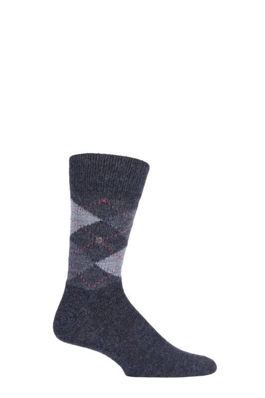Mens 1 Pair Burlington Preston Extra Soft Feeling Argyle Socks