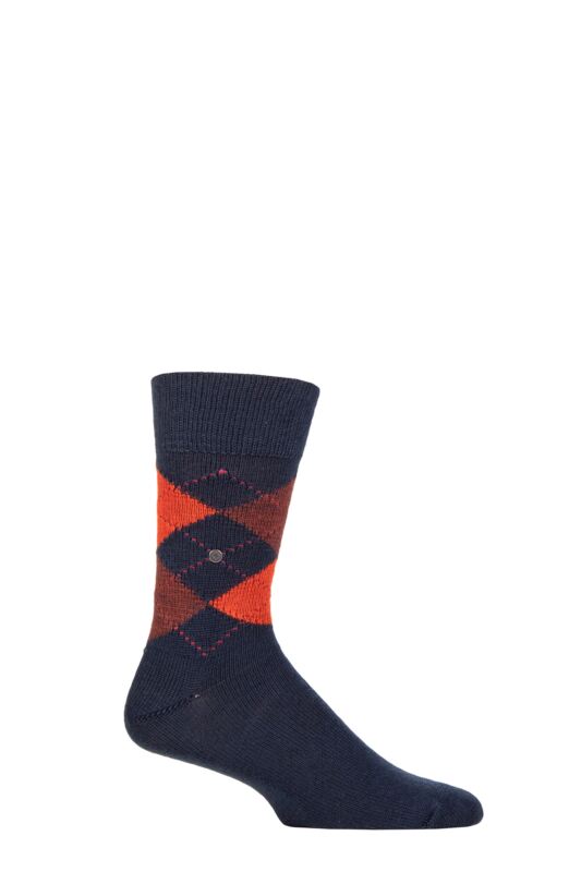 Mens 1 Pair Burlington Preston Extra Soft Feeling Argyle Socks