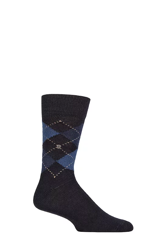 Mens 1 Pair Burlington Preston Extra Soft Feeling Argyle Socks