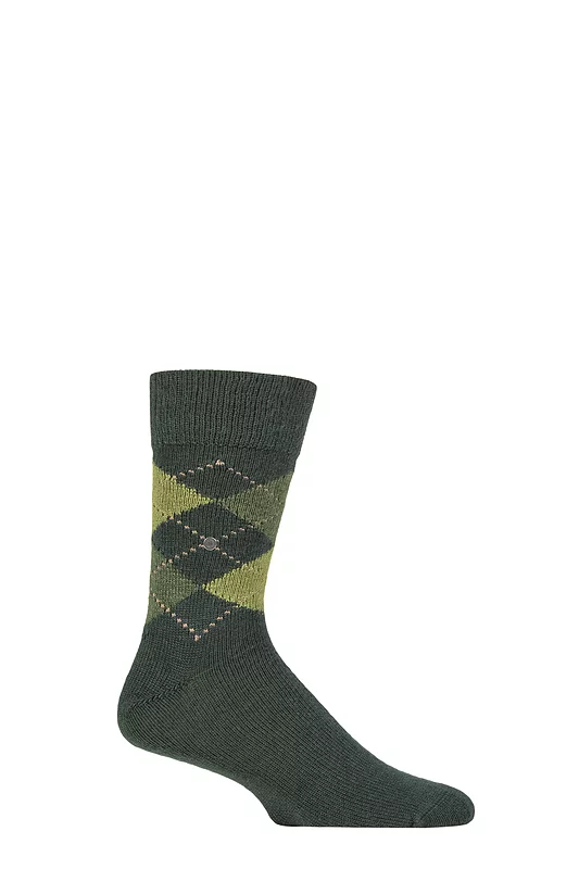Mens 1 Pair Burlington Preston Extra Soft Feeling Argyle Socks