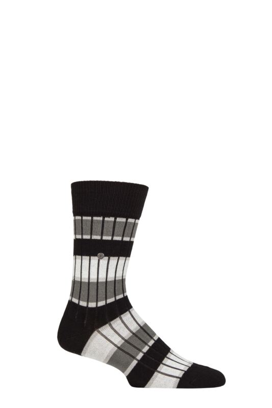 Mens 1 Pair Burlington Beaming Rugby Striped Ribbed Socks