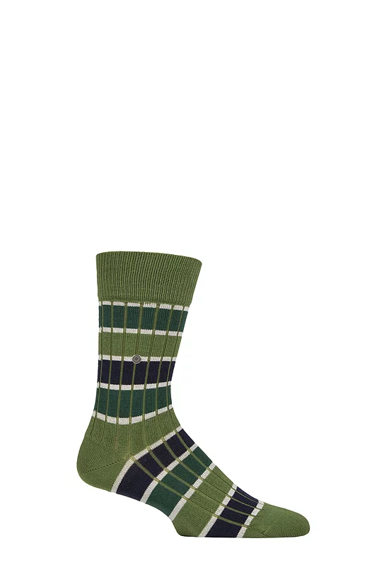Mens 1 Pair Burlington Beaming Rugby Striped Ribbed Socks
