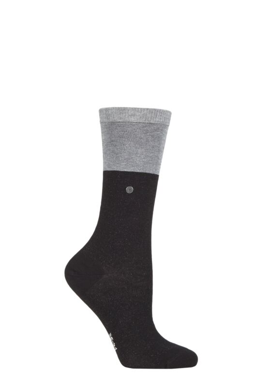 Women's 1 Pair Burlington Organic Cotton Block Socks Black 3.5-7 Ladies