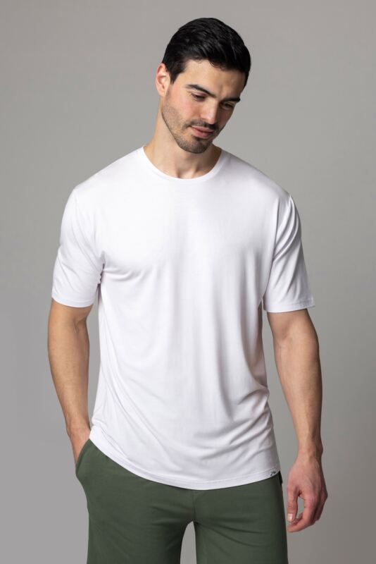 Mens 1 Pack Lazy Panda Bamboo Loungewear Selection T-Shirt White Small