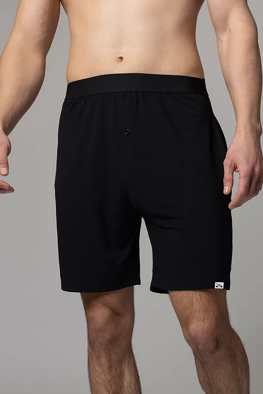 Mens 1 Pack Lazy Panda Bamboo Loungewear Selection Shorts Black Shorts Small